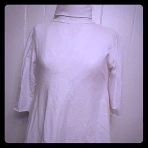 White turtle neck jersey mini dress/blouse